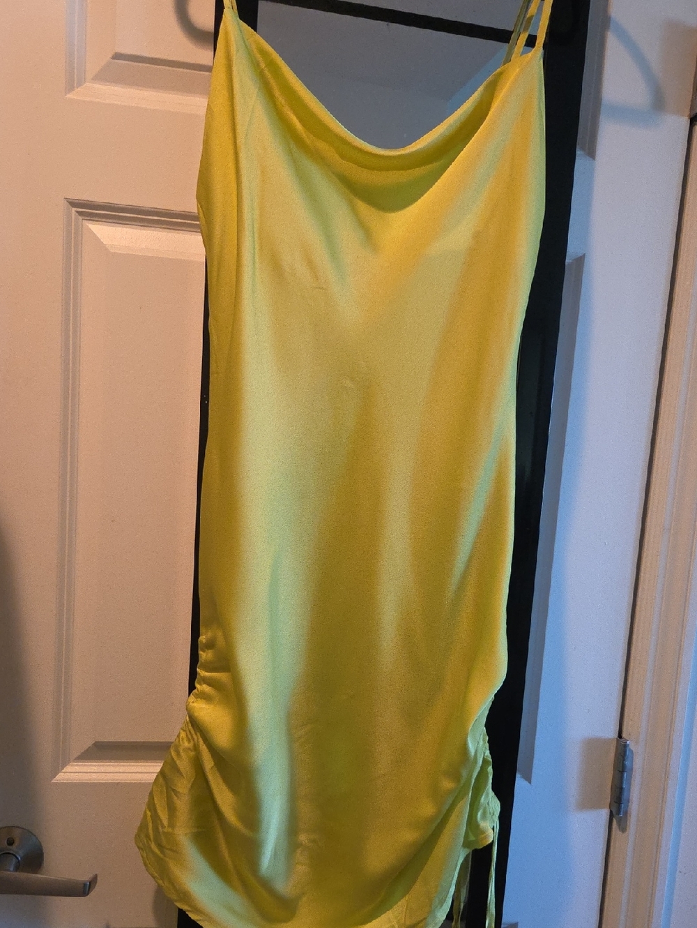Yellow Slip Dress with Cowl Neck